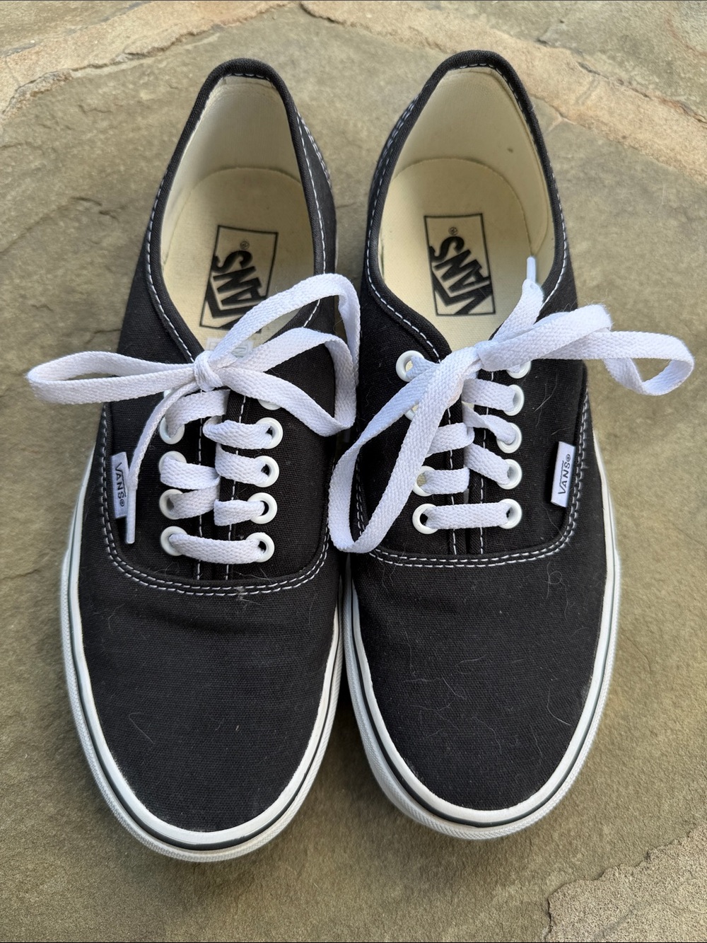 Vans Black Canvas Low-Top Sneakers with White Trim